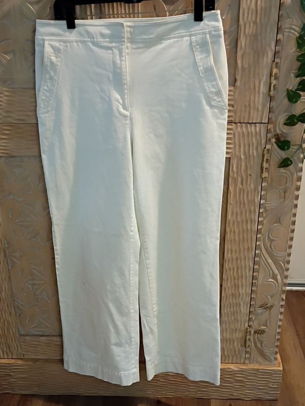 Women's White Straight-Leg Pull-On Pants